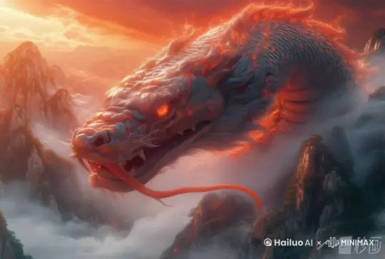 龙头朝屏幕而来，气势汹汹 by Hailuo AI Video Generator