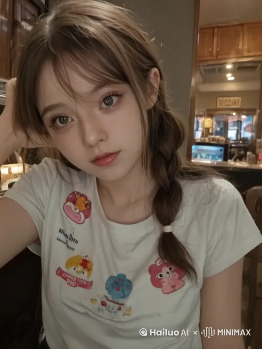 女孩露出可爱的笑容，双手做出了一个比心的动作 by Hailuo AI Video Generator