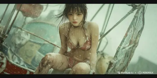 女孩看着镜头微笑，害羞地靠近镜头，做出亲吻的表情 by Hailuo AI Video Generator