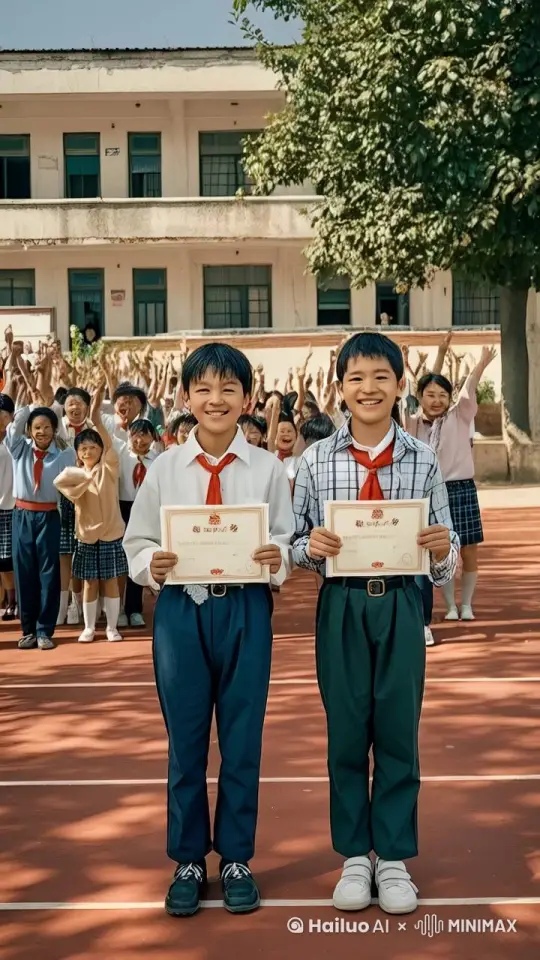 动态跟随，两人对视微笑，展现一个史诗般的激烈打斗场面飞沙走石尘土飞扬。两个人正在进行惊心动魄的中国功夫对决，一人猛然向前冲刺，施展出迅猛的连环踢，另一人敏捷地侧身后翻躲避，紧接着以一记强力的肘击反击，他们的动作每一招都干净利落，拳脚相交时发出的闷响，两人身影快速用轻功飞后面树枝上，如同降龙十八掌幻影。周围的人拍手叫好。 by Hailuo AI Video Generator