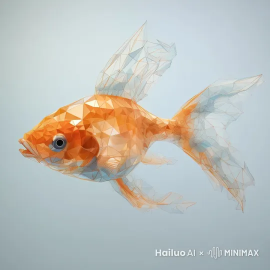 水晶做的金鱼晶莹剔透，在缓慢自在地游动 by Hailuo AI Video Generator