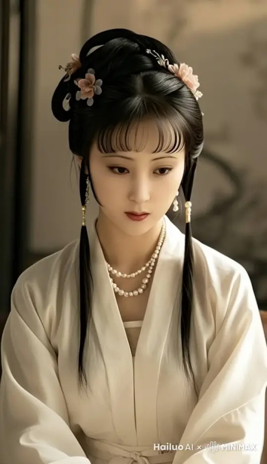 古代美女林黛玉，双手敲着笔记本电脑，抬头对着镜头，嘴巴说着话 by Hailuo AI Video Generator