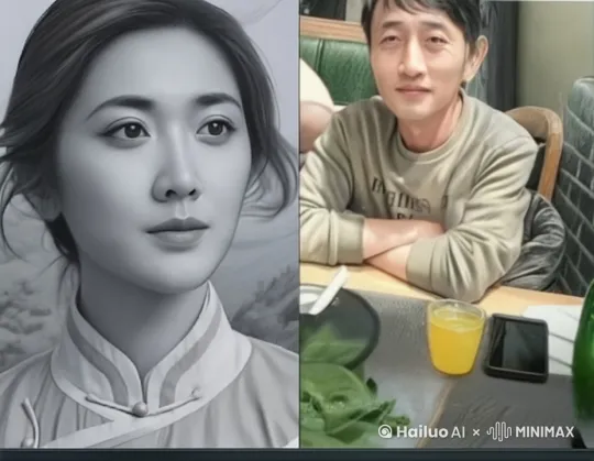 在民国风格化电视拍摄的黄金时代，一男一女在约会用餐。然后镜头拉回，显示这实际上是电视机的画面，电视机的侧面在画面中清晰可见，这两个人和餐厅都来自电视机。 by Hailuo AI Video Generator