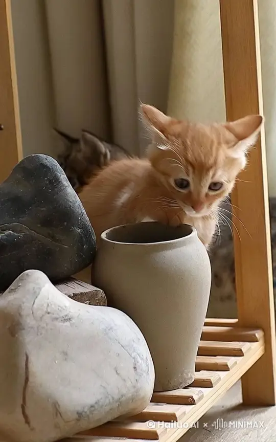 一只小猫在探索艺术 by Hailuo AI Video Generator