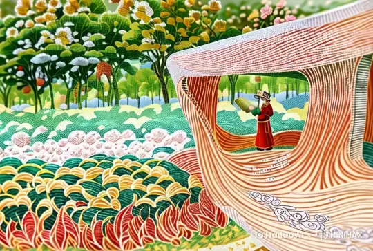 这是一个公园，画面中有鸟飞过，亭子里的人在说话和拍照，风吹着树叶在晃动，花丛中有蝴蝶在飞舞 by Hailuo AI Video Generator