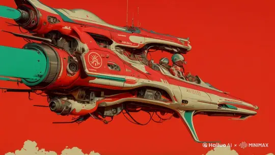 飞船快速穿梭远去，消失在空中 by Hailuo AI Video Generator