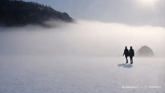 梦幻般茫茫雾松雪景 唯美主义 by Hailuo AI Video Generator