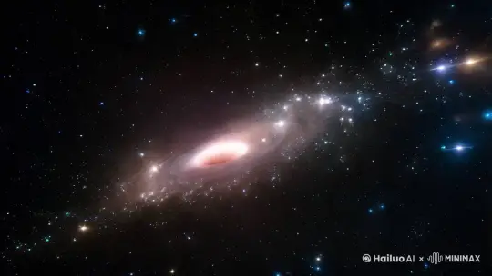 在遥远的一个星系，黑洞正在吞噬恒星。

 by Hailuo AI Video Generator
