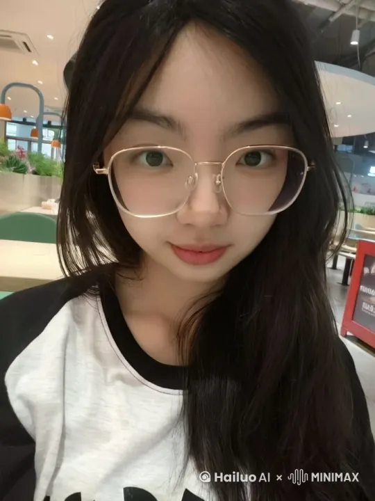 美女摘下眼镜，然后微笑，点头 by Hailuo AI Video Generator