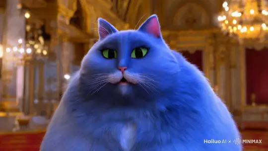 一只非常非常胖的蓝色猫咪正在做演讲。 by Hailuo AI Video Generator