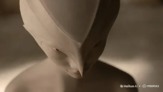这人面色青白，小头，长面孔，肩背宽大，颊骨较高，鼻梁端正 by Hailuo AI Video Generator