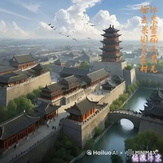 繁花的东京城内，白云在天空缓慢流动，大雁在空中飞翔，大街上的人在漫步行走。 by Hailuo AI Video Generator