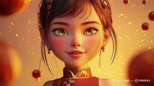oyfully celebrating the Spring Festival, white clouds drifting, flowers begin to bloom, and little birds fly onto the branches chirping. by Hailuo AI Video Generator