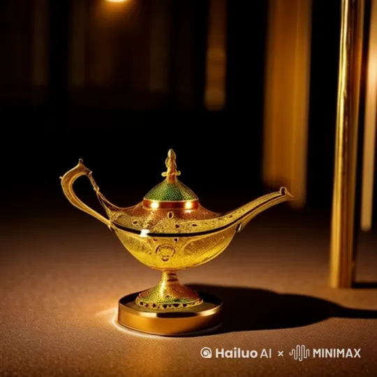 金色的神灯里喷出了科幻的阿拉丁灯神 by Hailuo AI Video Generator