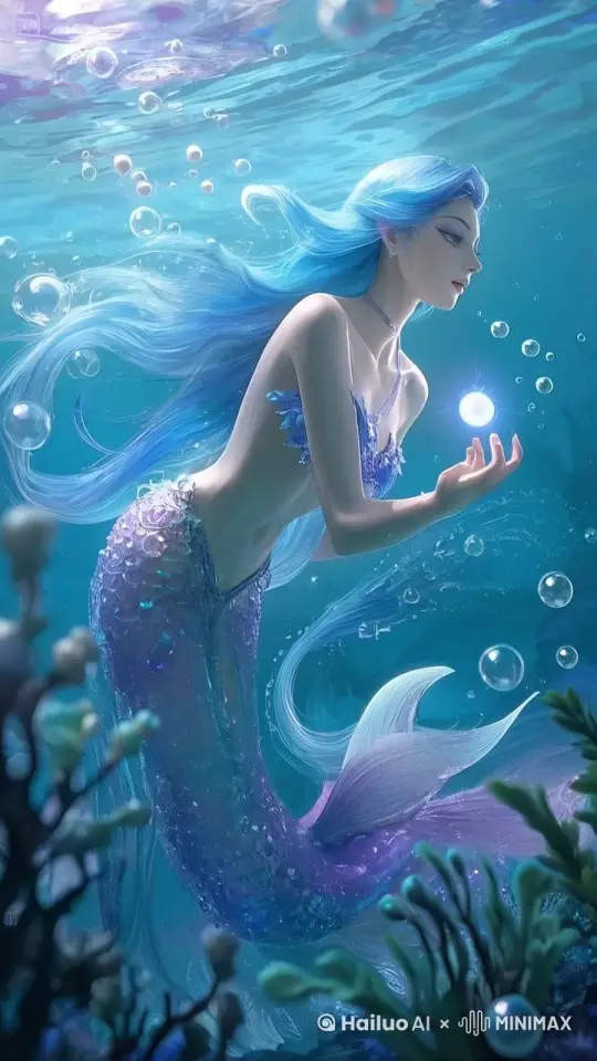 在海里快乐生活，采摘深海里的珍珠 by Hailuo AI Video Generator