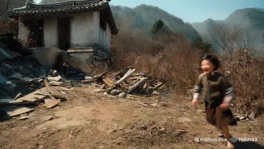 曾经我的世界充满欢声笑语，阳光温暖，风儿轻飘。可战争突然来到，耳畔充斥着枪炮声和子弹呼啸而过的声音。
我撕心裂肺地喊着“妈妈”！妈妈倒下，家园不再，亲人离散，痛苦在心中深深纠缠。不足十岁小小身躯的我，望着那片废墟，眼中满是愤怒与哀怨。 by Hailuo AI Video Generator