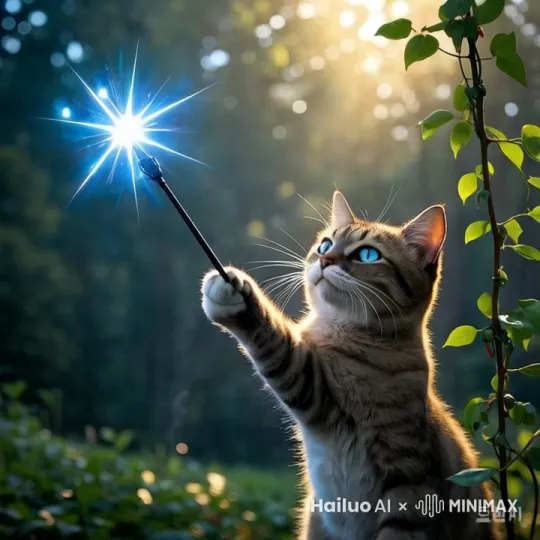 猫猫挥舞闪电棒 by Hailuo AI Video Generator