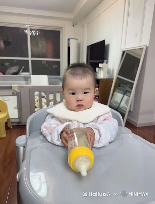 奶瓶突然变成火箭飞出去，孩子被火箭带着飞到白宫 by Hailuo AI Video Generator