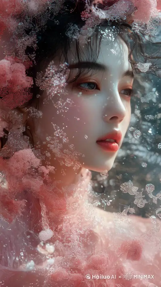 粉色泡泡飘动，粒子发光 by Hailuo AI Video Generator