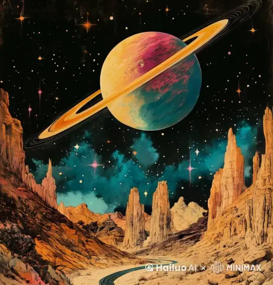 到达火星开始探索火星的地表火山峡谷，文字说明。第一站火星，一个充满神秘和挑战的地方，音乐神秘渲染冒险气氛 by Hailuo AI Video Generator