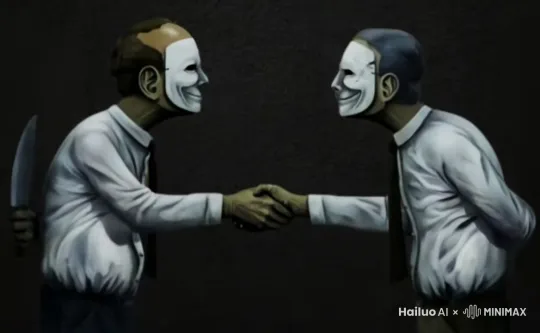两个人手上喷射出大量牛奶 by Hailuo AI Video Generator