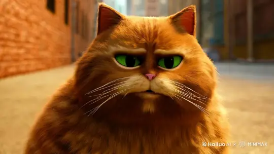 胖猫骂大卡车，然后被撞 by Hailuo AI Video Generator