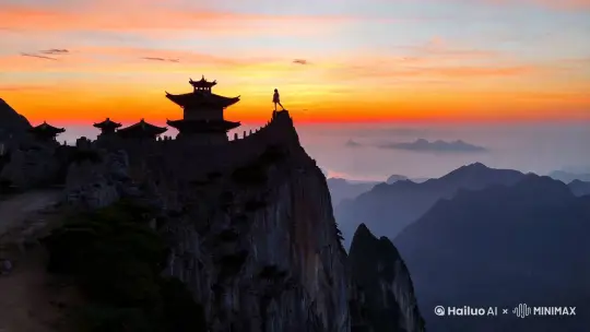 老君山山顶夕阳 by Hailuo AI Video Generator