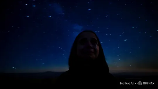 夜
我数着星星
一颗
两颗
三颗
数着数着
眼角的泪在天空划过 by Hailuo AI Video Generator