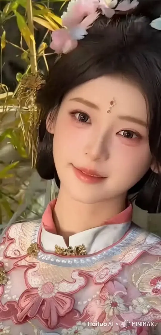 一个女孩侧对镜头坐着，飘动的衣服和头发 by Hailuo AI Video Generator