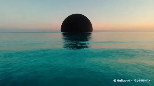 青蓝色海洋映照着黑日 by Hailuo AI Video Generator