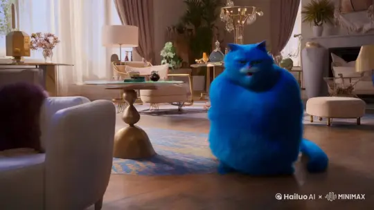 一个非常非常胖的蓝色的猫在说话 by Hailuo AI Video Generator