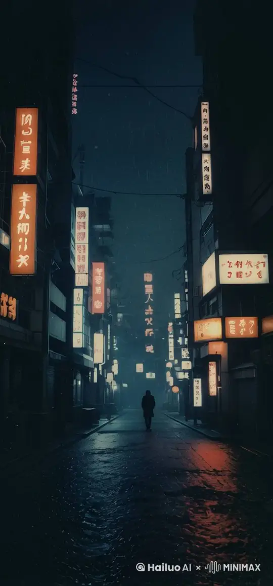 一个游子走在孤寂无人的小巷，仿佛世界只有他一个人了 by Hailuo AI Video Generator