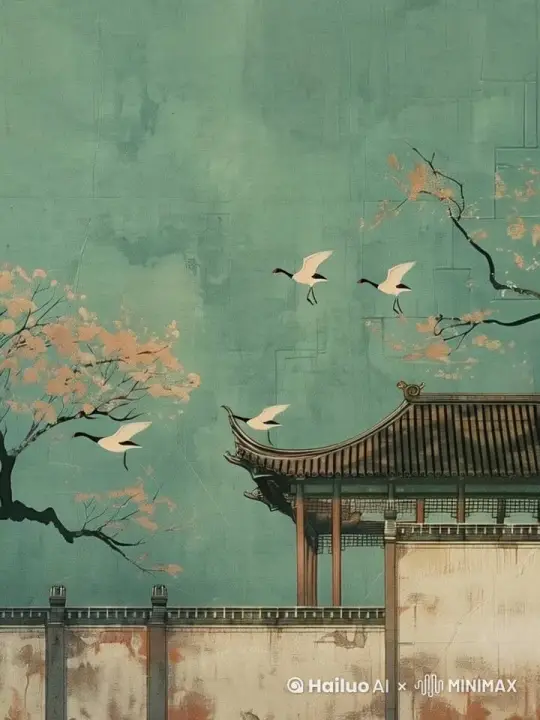 鹤飞动，树叶飘动， by Hailuo AI Video Generator