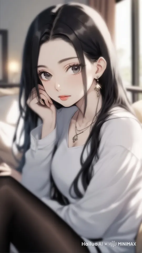 眨着眼睛，微笑，嘴角上扬，捋了捋头发。 by Hailuo AI Video Generator