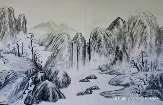 下着雪花瀑布水流流动 by Hailuo AI Video Generator