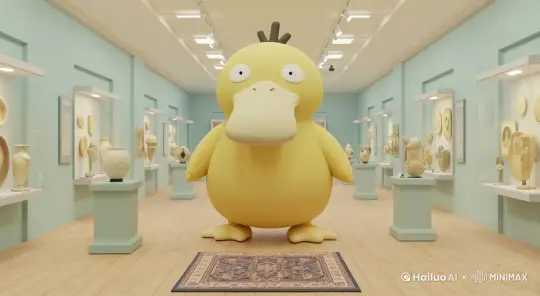 可达鸭在开心的手舞足蹈 by Hailuo AI Video Generator