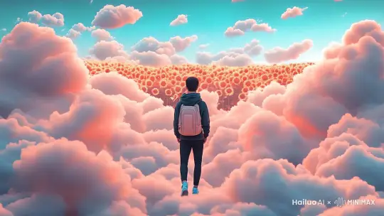 向前走，看到一片向日葵花海 by Hailuo AI Video Generator