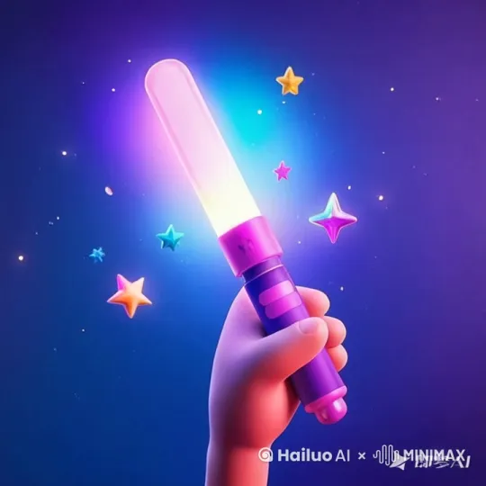 挥舞手中的荧光棒 by Hailuo AI Video Generator