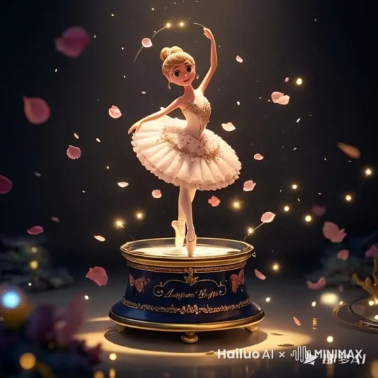 旋转的芭蕾舞音乐盒 by Hailuo AI Video Generator