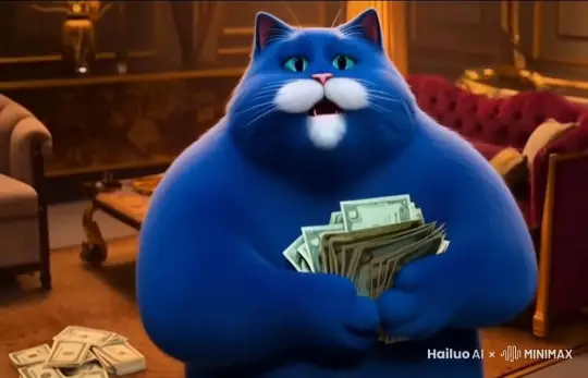 图片中的猫在吃麦当劳 by Hailuo AI Video Generator