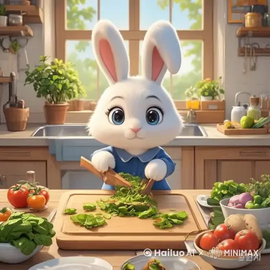 兔子切菜。 by Hailuo AI Video Generator