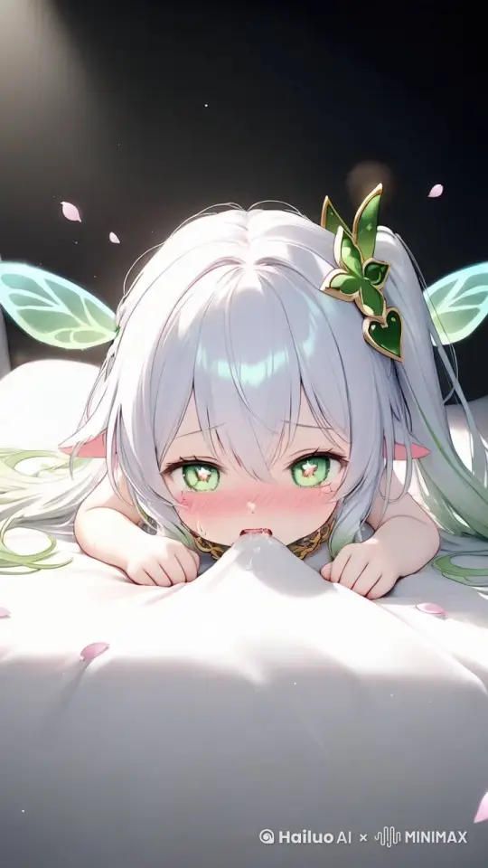 少女羞涩地躺在床上，反复翻滚着，脸上满是忍耐的表情 by Hailuo AI Video Generator