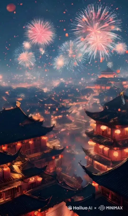 烟花绽放，璀璨夺目。 by Hailuo AI Video Generator