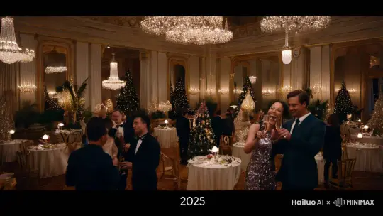 2025年跨年视频（发朋友圈），有举杯庆祝的一幕 by Hailuo AI Video Generator