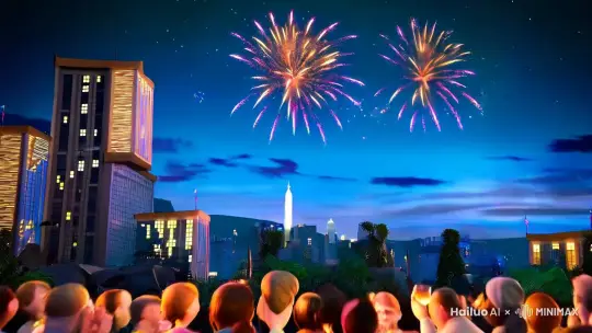 视频开头：

• 倒计时：“5,4,3,2,1...2025年，我们来了！”

• 新年钟声：伴随着新年钟声的响起，画面缓缓展开。


烟花场景：

• 烟花绽放：“夜空中，烟花绚烂，犹如繁星点点，照亮2025年的第一夜。”

• 烟花特写：“每一朵烟花都是对新年的热烈祝福，绽放在无垠的夜空。”

• 烟花与城市：“烟花与城市天际线交相辉映，构成一幅动人的画卷。”


人群场景：

• 人群欢呼：“人们聚集在广场，共同倒数，迎接新年的到来。”

• 家庭团聚：“家人们围坐在温暖的火炉旁，分享着过去一年的回忆，展望新的一年。”

• 朋友相聚：“朋友们举杯相庆，笑声和祝福声交织在一起。”


祝福语：

• 新年快乐：“新年快乐！愿2025年的每一天都充满希望和欢笑。”

• 健康幸福：“愿健康和幸福永远伴随着你，新年新气象。”

• 梦想成真：“新的一年，愿你的梦想照进现实，每个愿望都能成真。”


结尾：

• 展望未来：“2025年，让我们携手前行，共创辉煌。”

• 感谢与期待：“感谢过去一年的陪伴，期待新的一年与你同行。”

• 再见与欢迎：“再见2024，欢迎2025，新年新开始。”


视频配乐：

• 欢快的新年音乐：为视频增添节日气氛。

• 温暖的旋律：适合家庭团聚和温馨场景。

• 激昂的交响乐：适合烟花绽放和人群欢呼的场景。


视频结尾标语：

• “2025，让我们共同开启新的篇章。”

• “新年新希望，2025年，我们一起前行。”

• “2025年，愿每个梦想都能绽放光彩。”

 by Hailuo AI Video Generator