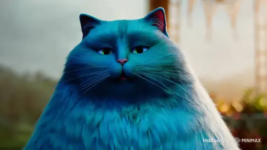 一个非常非常胖的蓝色猫在说话 by Hailuo AI Video Generator