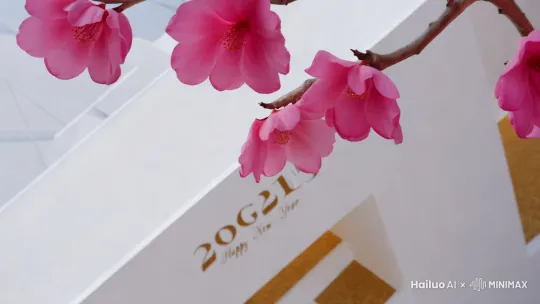 Minimalist fashion advertising design, new year celebration 2025, ((clean geometric composition)), modern peach blossom motifs, delicate pink petals, luxury brand aesthetic, fashion magazine style, elegant typography '2025 Happy New Year',
professional lighting, premium marketing visual, white negative space, editorial photography, high-end fashion, minimalist composition, ((soft pink and gold accents)), urban sophistication, Chinese contemporary art influence, architectural simplicity,
professional product photography, high-key lighting, premium advertising style, vogue editorial, white background, refined details, floating peach blossom petals by Hailuo AI Video Generator