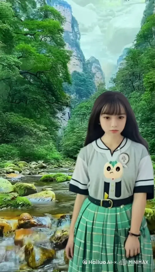 小溪水里面有三只小鲫鱼，岸边有一只野鸡 by Hailuo AI Video Generator