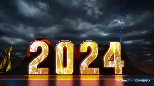 开头：告别2024
"史诗倒计时，2024爆炸，闪电袭击，火焰灾难，黑暗暴风雨的天空，快速运动，破碎的玻璃，戏剧性慢动作过渡。"
过渡：迎接2025
"明亮的日出，未来城市天际线，发光的霓虹灯，快速变换的城市景象，光线流动，数字化转变，快速的镜头拉远进入太空。"
高潮：震撼画面
"宇宙爆炸，超新星，未来飞行器，高科技太空站，灾难性自然灾害，火焰风暴，闪电风暴，慢动作史诗效果，粒子与光影流动。"
结尾：祝福2025
"绚丽烟花，彩虹色调，激励人心的音乐，温馨的画面，飞翔的鸟群，霓虹文字‘你好2025’，慢动作庆祝，未来感发光的灯光。" by Hailuo AI Video Generator