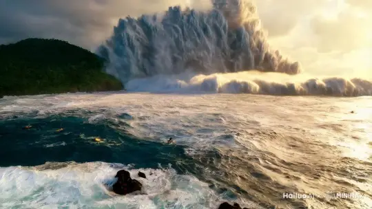 海啸吞没了地球人们大声惨叫
 by Hailuo AI Video Generator